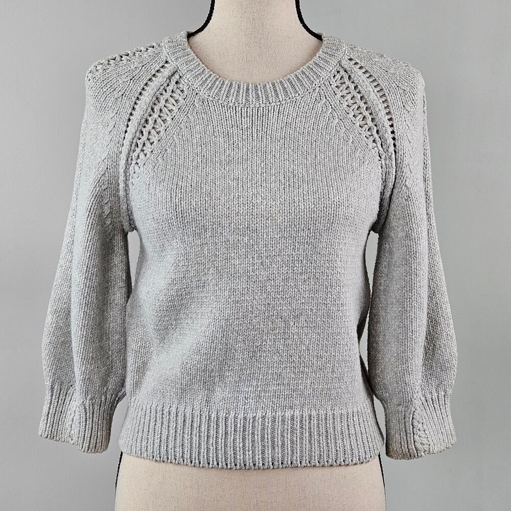 3.1 Phillip Lim Women's Gray Knit 3/4 Sleeve Sweater | Small | FLAWS